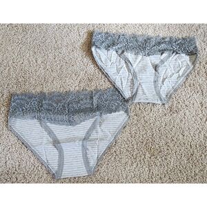 Aerie Gray Lace Striped Panties - 2 pair